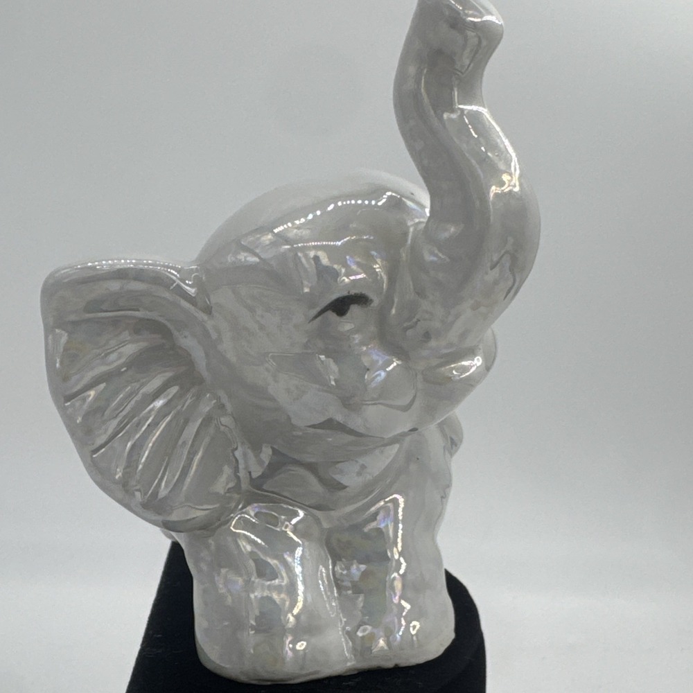 Baby Elephant Ceramic Iridescence Color Figurine 4.5" Tx5.5" L Pearlescent Sheen - Picture 6 of 11